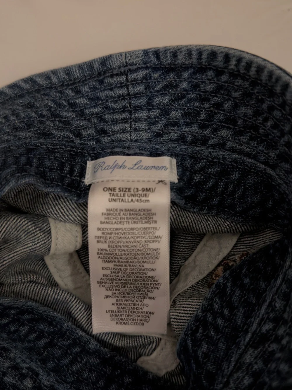 Ralph Lauren Navy Denim Kids Polo Bear Bucket Hat